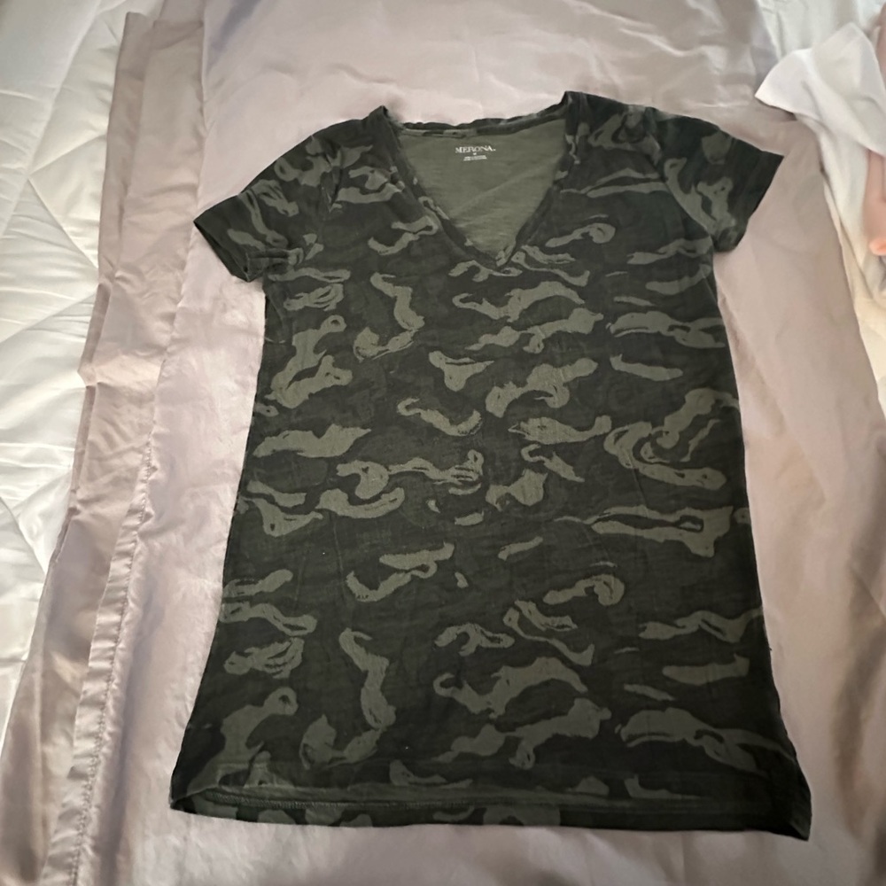 Merona Olive Camouflage V-Neck Tee